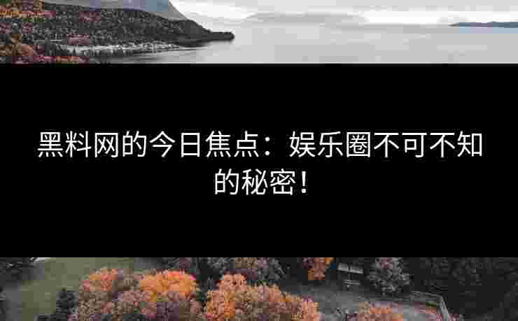 黑料网的今日焦点：娱乐圈不可不知的秘密！